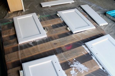 dry primer then apply 2nd coat | How to Paint Oak Bathroom Cabinets