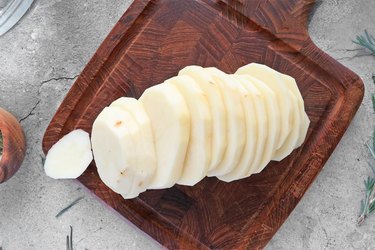 Sliced potatoes